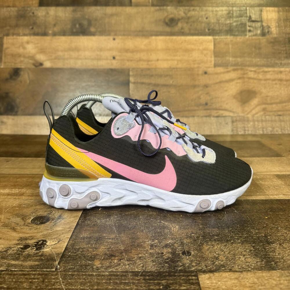 Nike React Element 55 PRM Black Magic Flamingo CI9593-001 Men's Shoe Size 7.5